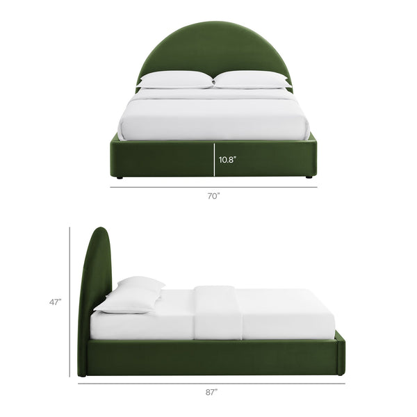 Modway Furniture Resort Queen Storage Platform Bed Arched Velvet Headboard for Modern Bedrooms Green MOD-7347-MOG