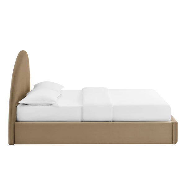 Modway Furniture Resort Queen Storage Platform Bed Arched Velvet Headboard for Modern Bedrooms Brown - TAU MOD-7347-TAU