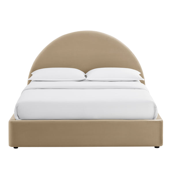 Modway Furniture Resort Queen Storage Platform Bed Arched Velvet Headboard for Modern Bedrooms Brown - TAU MOD-7347-TAU