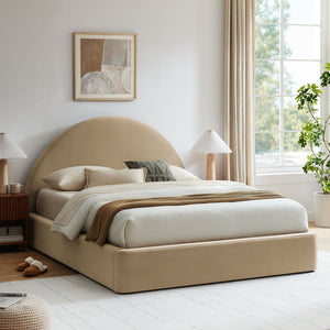 Modway Furniture Resort Queen Storage Platform Bed Arched Velvet Headboard for Modern Bedrooms Brown - TAU MOD-7347-TAU