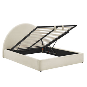 Modway Furniture Resort Queen Arched Headboard Upholstered Storage Platform Bed with Lift Mechanism White MOD-7348-ECR