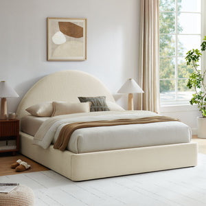 Modway Furniture Resort Queen Arched Headboard Upholstered Storage Platform Bed with Lift Mechanism White MOD-7348-ECR