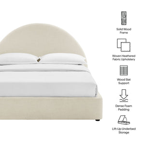 Modway Furniture Resort Queen Arched Headboard Upholstered Storage Platform Bed with Lift Mechanism White MOD-7348-ECR
