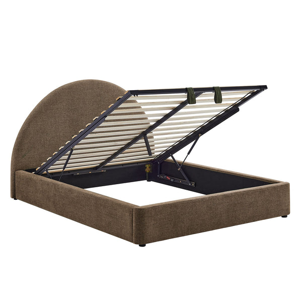 Modway Furniture Resort Queen Arched Headboard Upholstered Storage Platform Bed with Lift Mechanism Brown - B MOD-7348-MOC