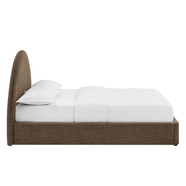 Modway Furniture Resort Queen Arched Headboard Upholstered Storage Platform Bed with Lift Mechanism Brown - B MOD-7348-MOC