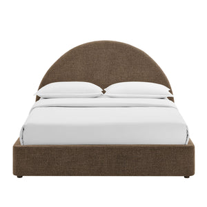 Modway Furniture Resort Queen Arched Headboard Upholstered Storage Platform Bed with Lift Mechanism Brown - B MOD-7348-MOC