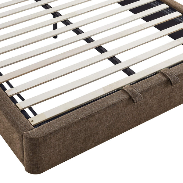 Modway Furniture Resort Queen Arched Headboard Upholstered Storage Platform Bed with Lift Mechanism Brown - B MOD-7348-MOC