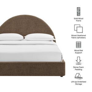 Modway Furniture Resort Queen Arched Headboard Upholstered Storage Platform Bed with Lift Mechanism Brown - B MOD-7348-MOC