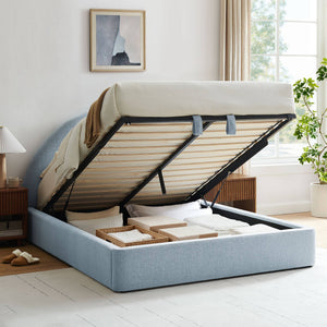 Modway Furniture Resort Queen Arched Headboard Upholstered Storage Platform Bed with Lift Mechanism Blue MOD-7348-SKY