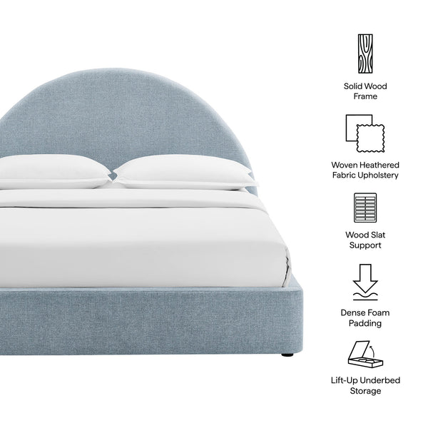 Modway Furniture Resort Queen Arched Headboard Upholstered Storage Platform Bed with Lift Mechanism Blue MOD-7348-SKY