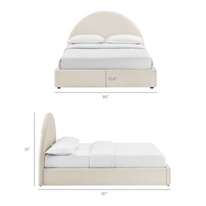 Modway Furniture Resort Arched Velvet King Storage Bed with Lift Platform and Sculptural Headboard Alabaster MOD-7349-ALA