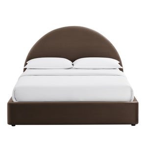Modway Furniture Resort Arched Velvet King Storage Bed with Lift Platform and Sculptural Headboard Chocolate Brown MOD-7349-CHB