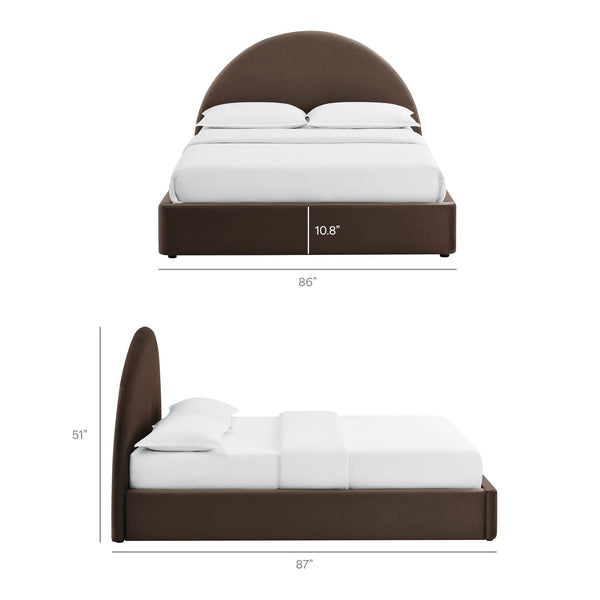 Modway Furniture Resort Arched Velvet King Storage Bed with Lift Platform and Sculptural Headboard Chocolate Brown MOD-7349-CHB