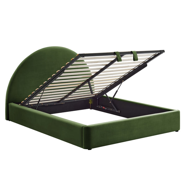Modway Furniture Resort Arched Velvet King Storage Bed with Lift Platform and Sculptural Headboard Moss Green MOD-7349-MOG