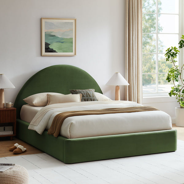 Modway Furniture Resort Arched Velvet King Storage Bed with Lift Platform and Sculptural Headboard Moss Green MOD-7349-MOG