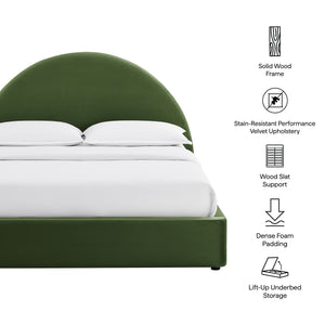 Modway Furniture Resort Arched Velvet King Storage Bed with Lift Platform and Sculptural Headboard Moss Green MOD-7349-MOG