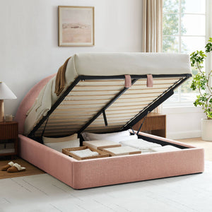 Modway Furniture Resort King Arched Heathered Fabric Storage Bed with Gas Lift Platform by Modway Brown - BLS MOD-7350-BLS