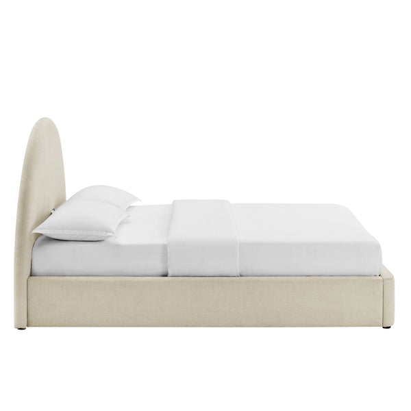 Modway Furniture Resort King Arched Heathered Fabric Storage Bed with Gas Lift Platform by Modway White MOD-7350-ECR
