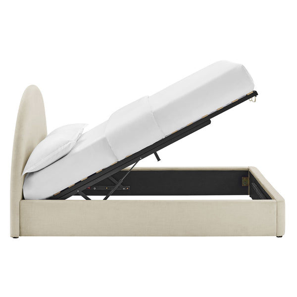 Modway Furniture Resort King Arched Heathered Fabric Storage Bed with Gas Lift Platform by Modway White MOD-7350-ECR