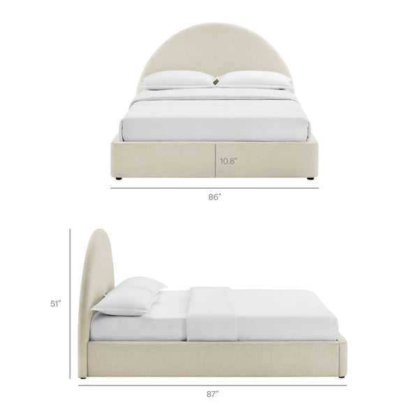 Modway Furniture Resort King Arched Heathered Fabric Storage Bed with Gas Lift Platform by Modway White MOD-7350-ECR