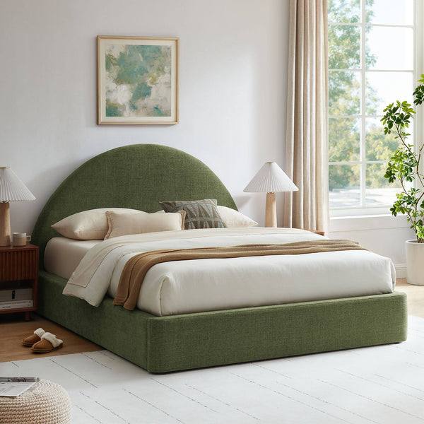 Modway Furniture Resort King Arched Heathered Fabric Storage Bed with Gas Lift Platform by Modway Green MOD-7350-FOL