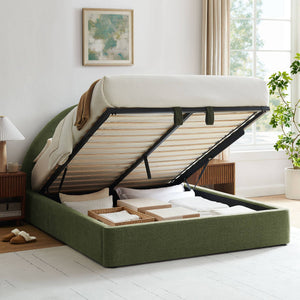 Modway Furniture Resort King Arched Heathered Fabric Storage Bed with Gas Lift Platform by Modway Green MOD-7350-FOL