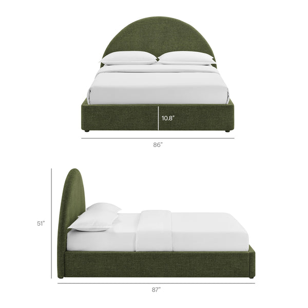 Modway Furniture Resort King Arched Heathered Fabric Storage Bed with Gas Lift Platform by Modway Green MOD-7350-FOL