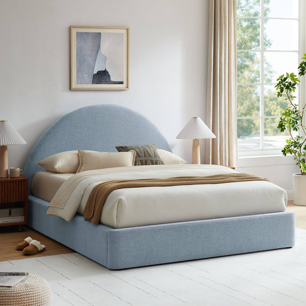 Modway Furniture Resort King Arched Heathered Fabric Storage Bed with Gas Lift Platform by Modway Blue MOD-7350-SKY