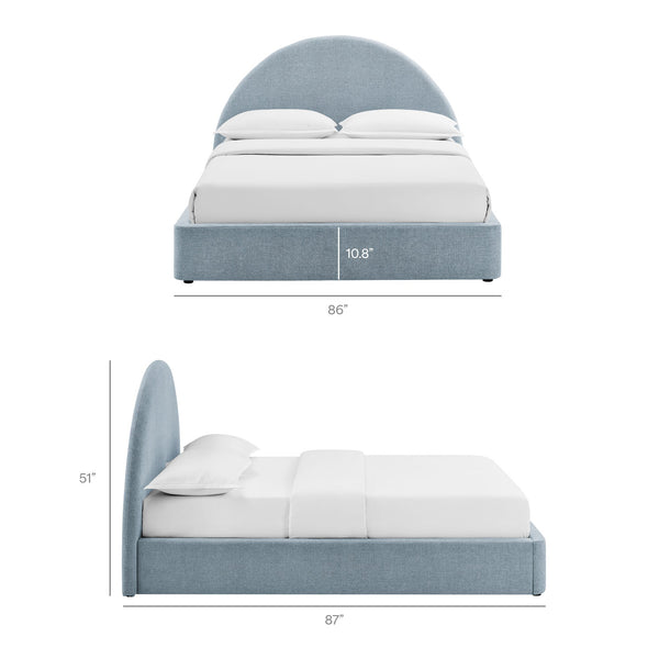Modway Furniture Resort King Arched Heathered Fabric Storage Bed with Gas Lift Platform by Modway Blue MOD-7350-SKY