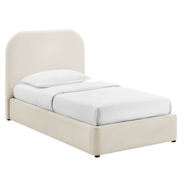 Modway Furniture Keynote Modway Performance Velvet Twin Storage Bed with Curved Upholstered Frame Brown - ALA MOD-7351-ALA