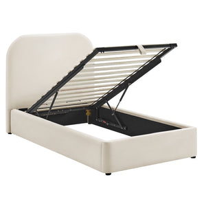 Modway Furniture Keynote Modway Performance Velvet Twin Storage Bed with Curved Upholstered Frame Brown - ALA MOD-7351-ALA