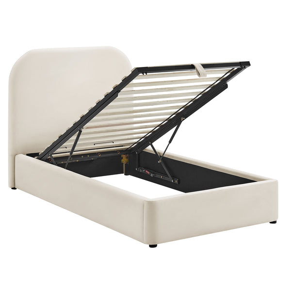 Modway Furniture Keynote Modway Performance Velvet Twin Storage Bed with Curved Upholstered Frame Brown - ALA MOD-7351-ALA