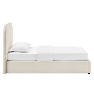 Modway Furniture Keynote Modway Performance Velvet Twin Storage Bed with Curved Upholstered Frame Brown - ALA MOD-7351-ALA