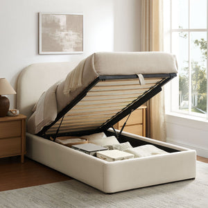 Modway Furniture Keynote Modway Performance Velvet Twin Storage Bed with Curved Upholstered Frame Brown - ALA MOD-7351-ALA