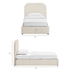 Modway Furniture Keynote Modway Performance Velvet Twin Storage Bed with Curved Upholstered Frame Brown - ALA MOD-7351-ALA