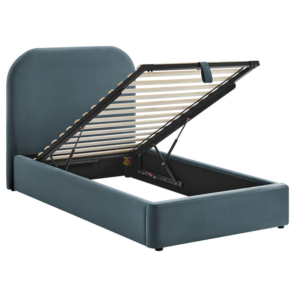 Modway Furniture Keynote Modway Performance Velvet Twin Storage Bed with Curved Upholstered Frame Blue MOD-7351-CAB
