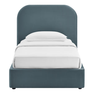 Modway Furniture Keynote Modway Performance Velvet Twin Storage Bed with Curved Upholstered Frame Blue MOD-7351-CAB