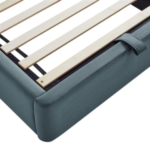 Modway Furniture Keynote Modway Performance Velvet Twin Storage Bed with Curved Upholstered Frame Blue MOD-7351-CAB
