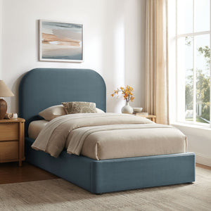 Modway Furniture Keynote Modway Performance Velvet Twin Storage Bed with Curved Upholstered Frame Blue MOD-7351-CAB