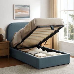Modway Furniture Keynote Modway Performance Velvet Twin Storage Bed with Curved Upholstered Frame Blue MOD-7351-CAB
