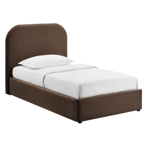 Modway Furniture Keynote Modway Performance Velvet Twin Storage Bed with Curved Upholstered Frame Brown - CHB MOD-7351-CHB