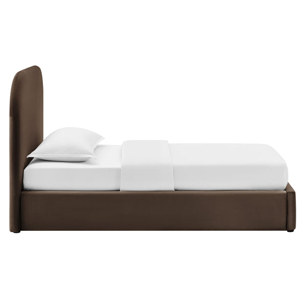 Modway Furniture Keynote Modway Performance Velvet Twin Storage Bed with Curved Upholstered Frame Brown - CHB MOD-7351-CHB