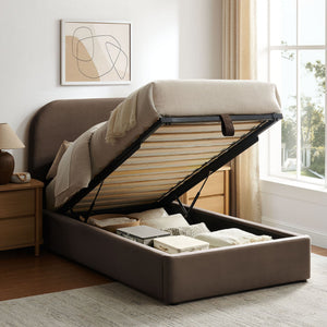 Modway Furniture Keynote Modway Performance Velvet Twin Storage Bed with Curved Upholstered Frame Brown - CHB MOD-7351-CHB