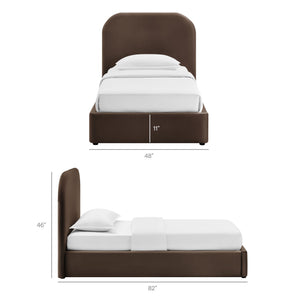 Modway Furniture Keynote Modway Performance Velvet Twin Storage Bed with Curved Upholstered Frame Brown - CHB MOD-7351-CHB