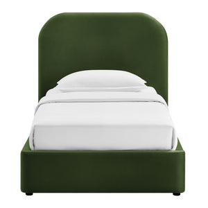 Modway Furniture Keynote Modway Performance Velvet Twin Storage Bed with Curved Upholstered Frame Green MOD-7351-MOG