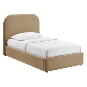 Modway Furniture Keynote Modway Performance Velvet Twin Storage Bed with Curved Upholstered Frame Brown - TAU MOD-7351-TAU