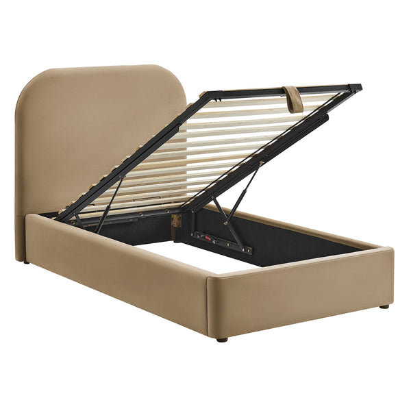 Modway Furniture Keynote Modway Performance Velvet Twin Storage Bed with Curved Upholstered Frame Brown - TAU MOD-7351-TAU