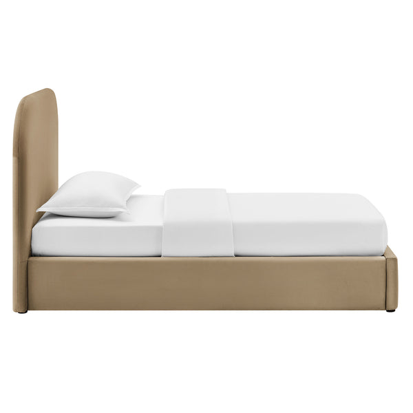 Modway Furniture Keynote Modway Performance Velvet Twin Storage Bed with Curved Upholstered Frame Brown - TAU MOD-7351-TAU