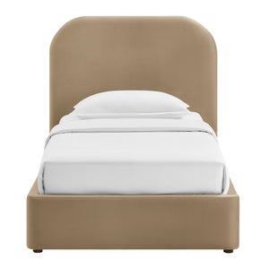 Modway Furniture Keynote Modway Performance Velvet Twin Storage Bed with Curved Upholstered Frame Brown - TAU MOD-7351-TAU