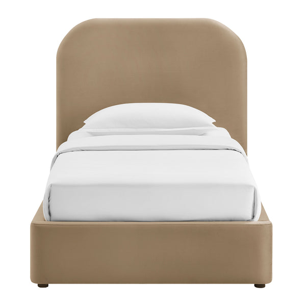 Modway Furniture Keynote Modway Performance Velvet Twin Storage Bed with Curved Upholstered Frame Brown - TAU MOD-7351-TAU